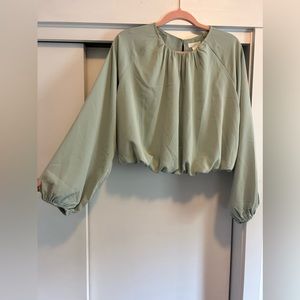 Pale sage green long sleeve top